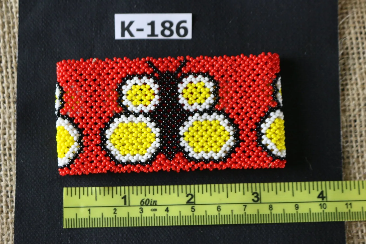 Art# K186  3  inch. Original Kayapo Traditional Peyote stitch Beaded Bracelet from Brazil.