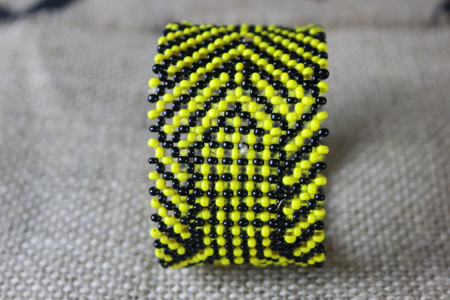 Art# K198  3  inch. Original Kayapo Traditional Peyote stitch Beaded Bracelet from Brazil.