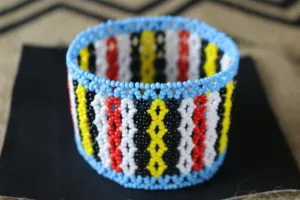 Art# K199  4  inch. Original Kayapo Traditional Peyote stitch Beaded Bracelet from Brazil.