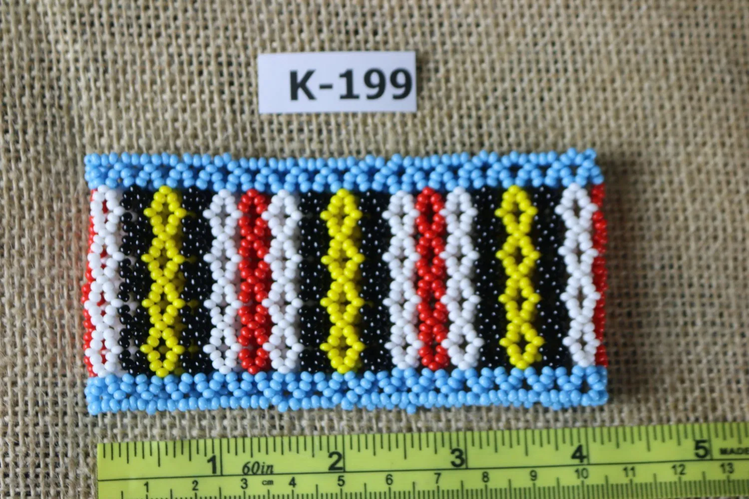 Art# K199  4  inch. Original Kayapo Traditional Peyote stitch Beaded Bracelet from Brazil.