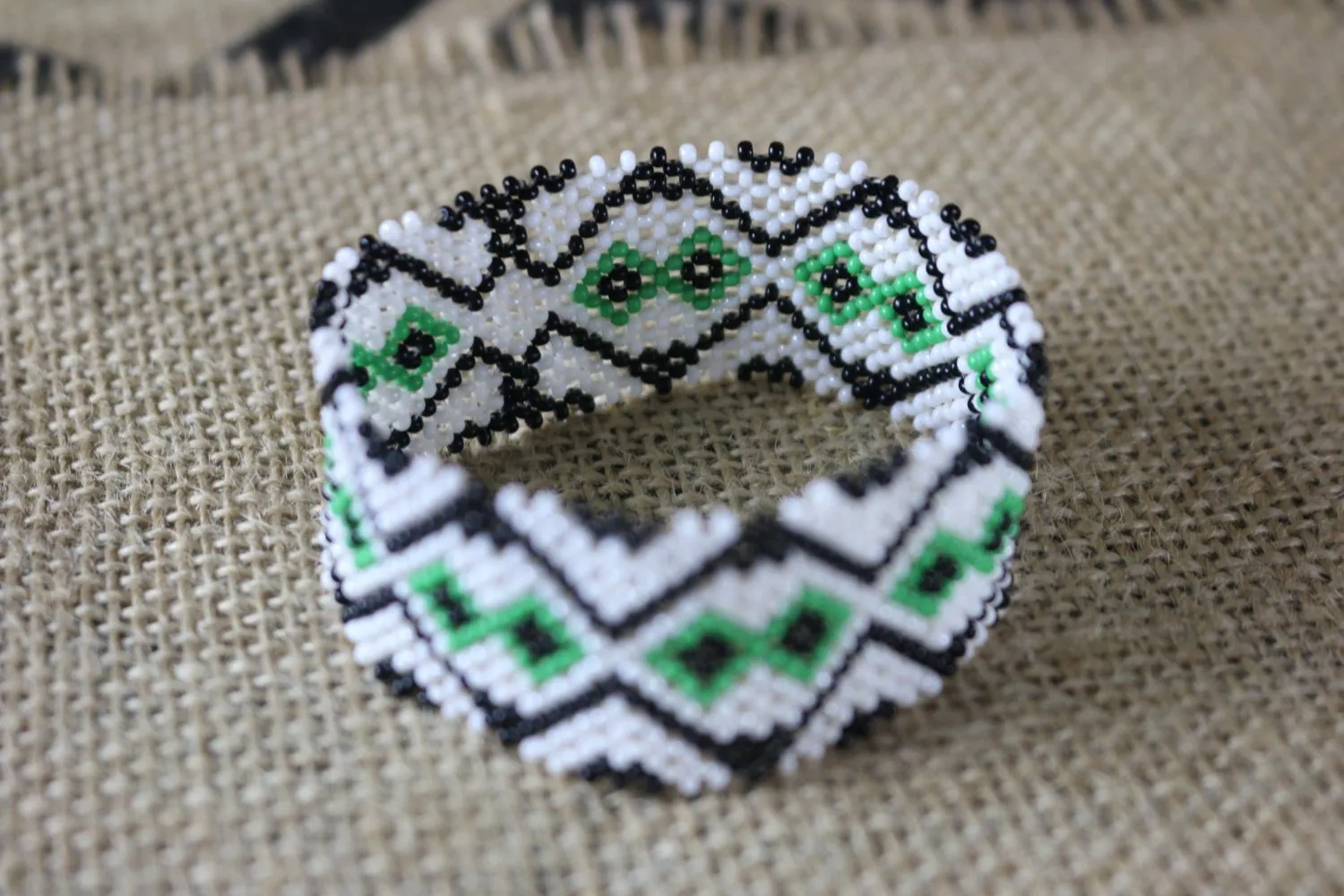 Art# K202  3 inch. Original Kayapo Traditional Peyote stitch Beaded Bracelet from Brazil.