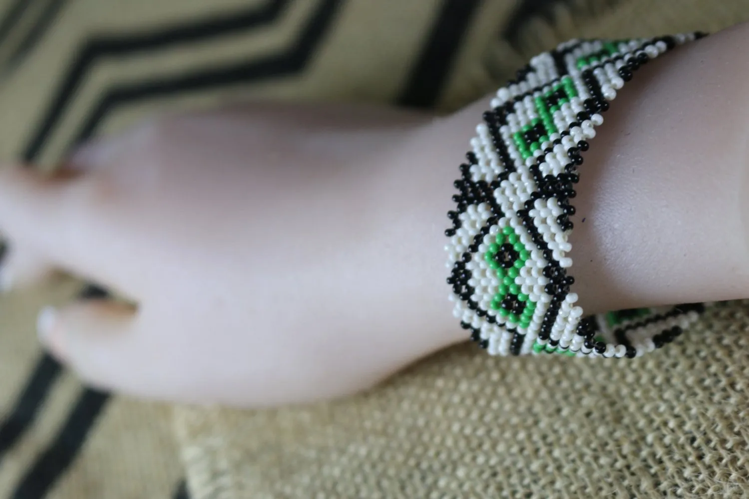 Art# K202  3 inch. Original Kayapo Traditional Peyote stitch Beaded Bracelet from Brazil.