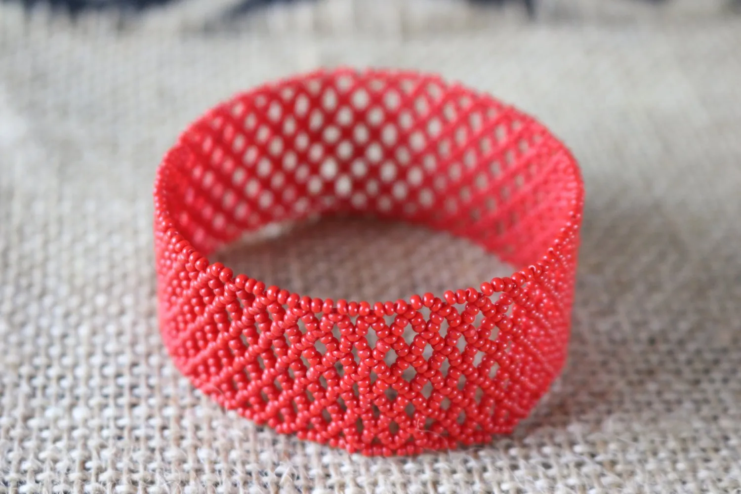 Art# K207  3  inch. Original Kayapo Traditional Peyote stitch Beaded Bracelet from Brazil.
