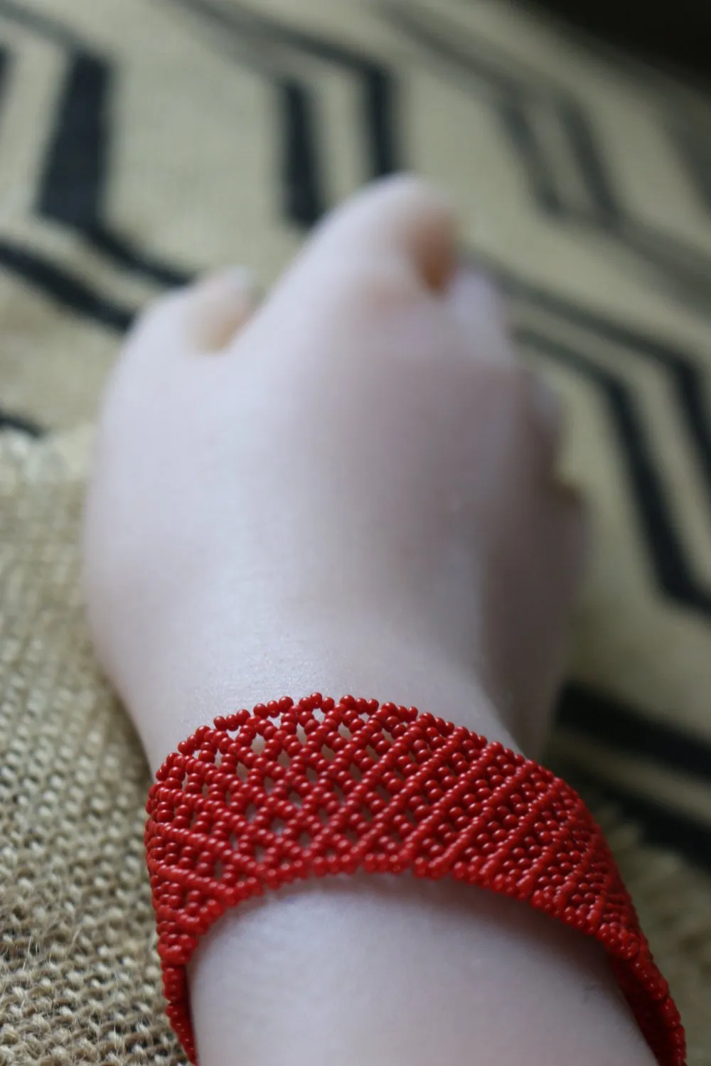 Art# K207  3  inch. Original Kayapo Traditional Peyote stitch Beaded Bracelet from Brazil.