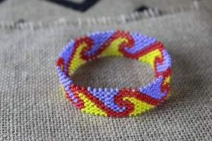 Art# K211  4  inch. Original Kayapo Traditional Peyote stitch Beaded Bracelet from Brazil.