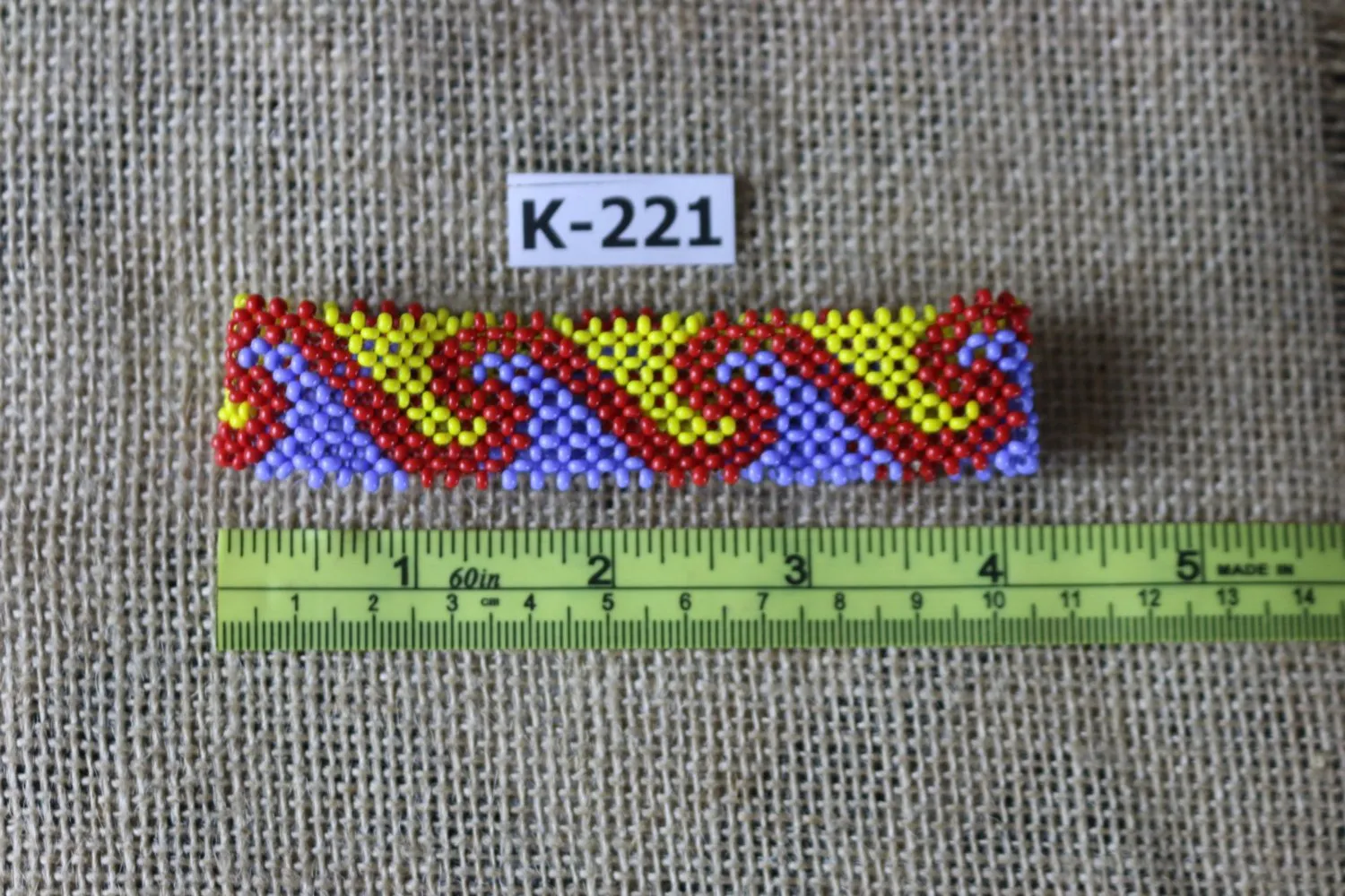 Art# K211  4  inch. Original Kayapo Traditional Peyote stitch Beaded Bracelet from Brazil.