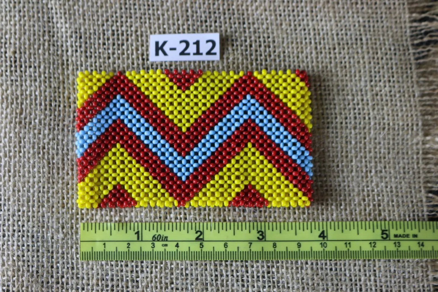 Art# K212  3.5  inch. Original Kayapo Traditional Peyote stitch Beaded Bracelet from Brazil.