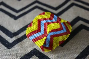 Art# K212  3.5  inch. Original Kayapo Traditional Peyote stitch Beaded Bracelet from Brazil.