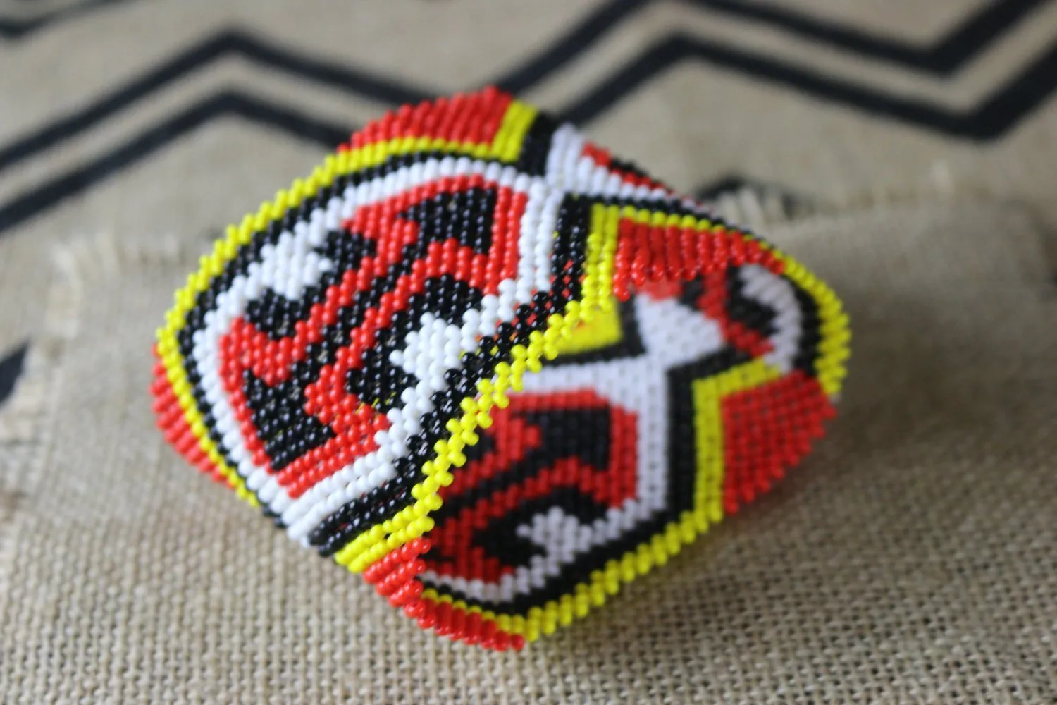 Art# K223  4  inch. Original Kayapo Traditional Peyote stitch Beaded Bracelet from Brazil.