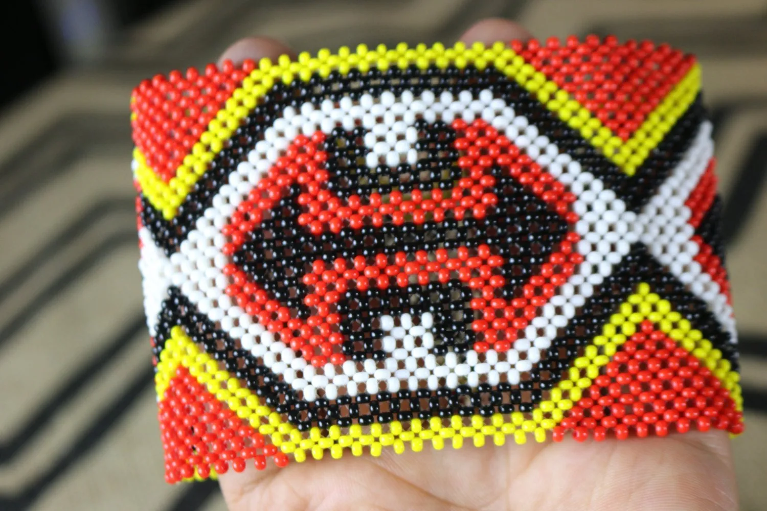 Art# K223  4  inch. Original Kayapo Traditional Peyote stitch Beaded Bracelet from Brazil.