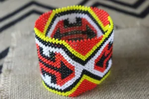 Art# K223  4  inch. Original Kayapo Traditional Peyote stitch Beaded Bracelet from Brazil.