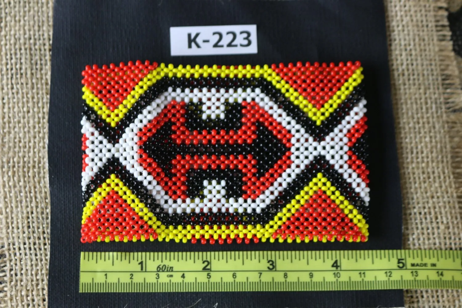 Art# K223  4  inch. Original Kayapo Traditional Peyote stitch Beaded Bracelet from Brazil.