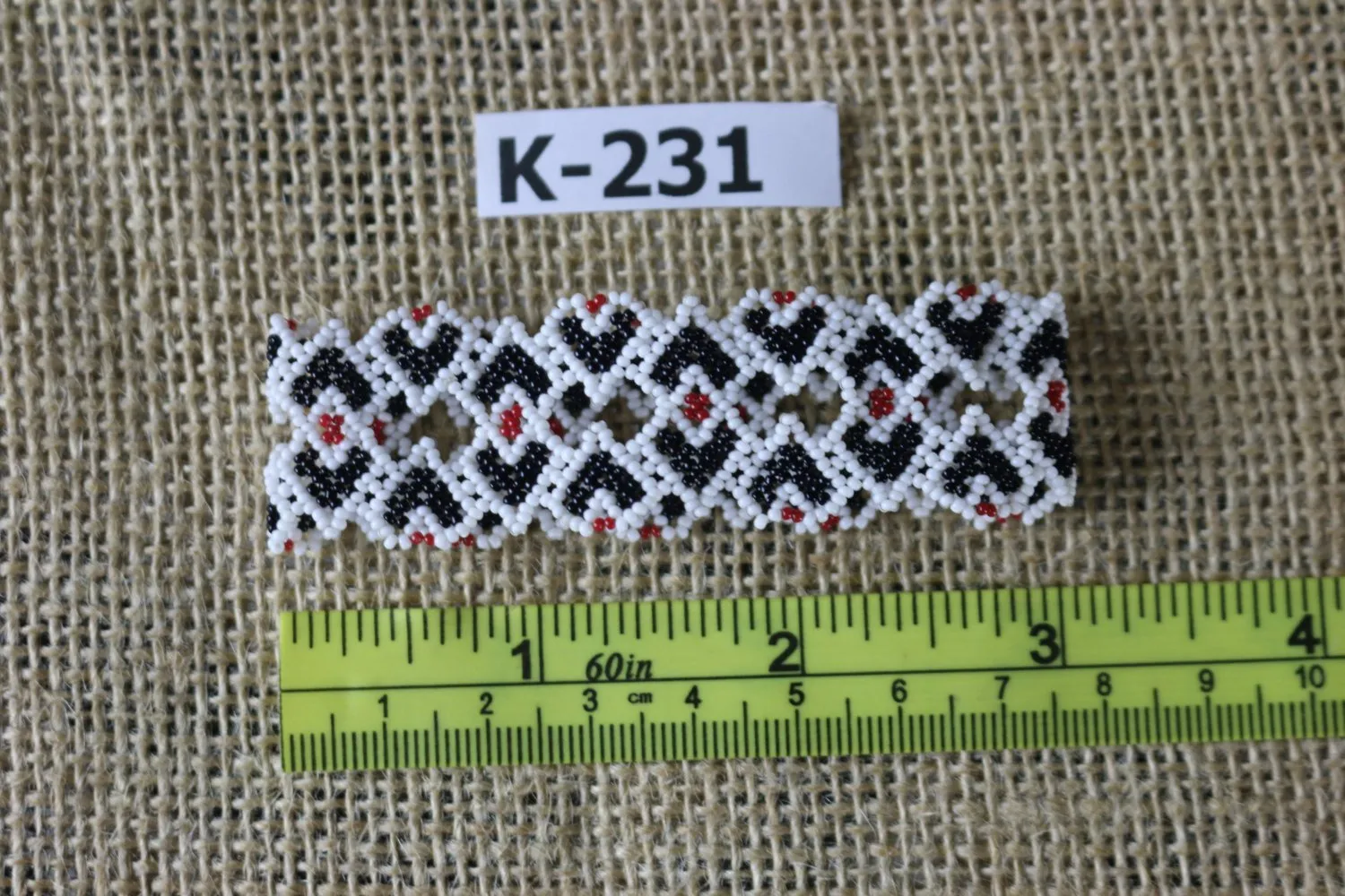 Art# K231  3  inch. Original Kayapo Traditional Peyote stitch Beaded Bracelet from Brazil.