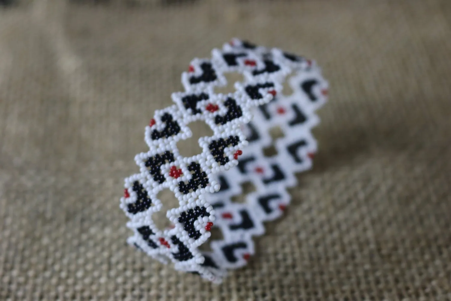 Art# K231  3  inch. Original Kayapo Traditional Peyote stitch Beaded Bracelet from Brazil.