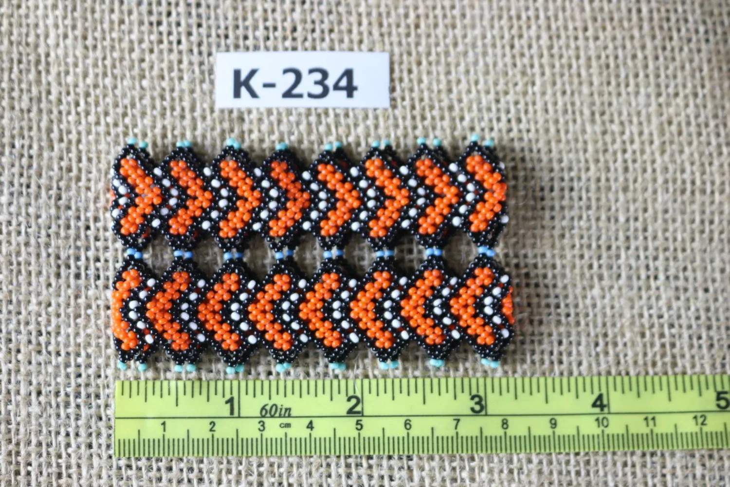 Art# K234  3  inch. Original Kayapo Traditional Peyote stitch Beaded Bracelet from Brazil.