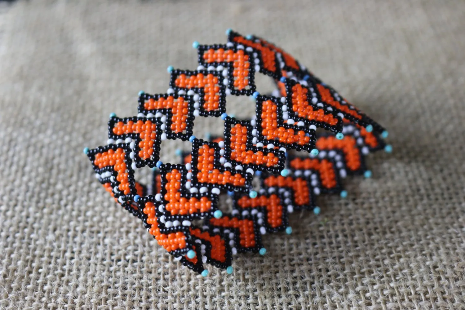Art# K234  3  inch. Original Kayapo Traditional Peyote stitch Beaded Bracelet from Brazil.