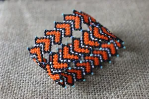 Art# K234  3  inch. Original Kayapo Traditional Peyote stitch Beaded Bracelet from Brazil.