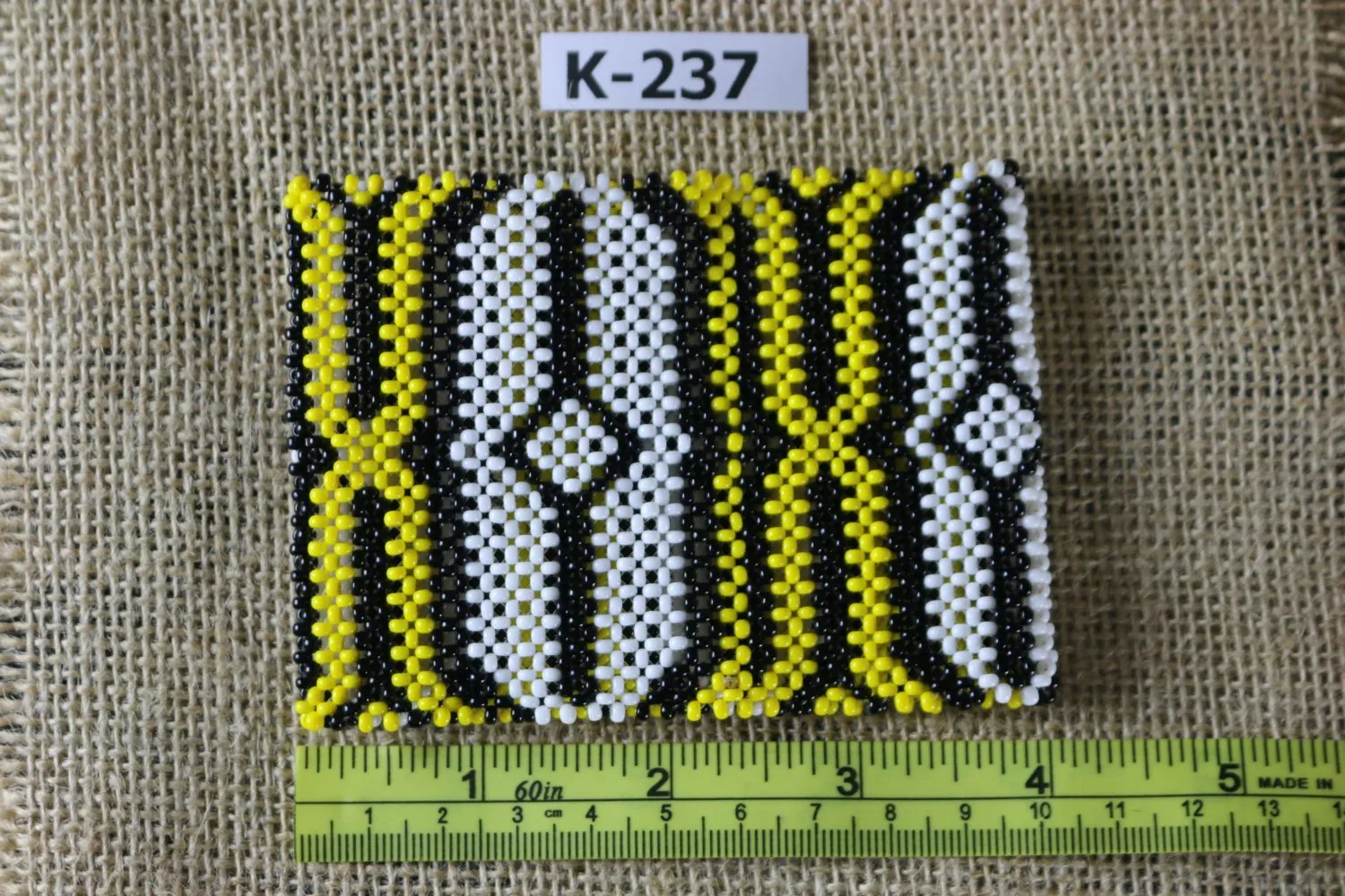 Art# K237  4 inch. Original Kayapo Traditional Peyote stitch Beaded Bracelet from Brazil.