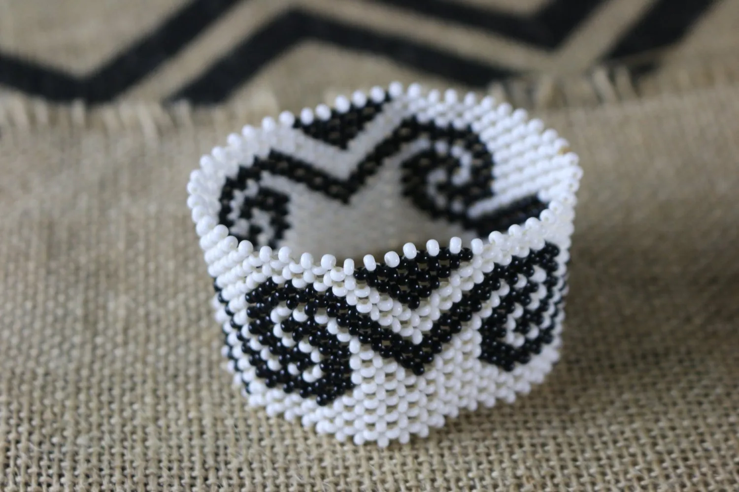 Art# K242  3  inch. Original Kayapo Traditional Peyote stitch Beaded Bracelet from Brazil.