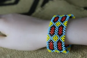 Art# K257  3  inch. Original Kayapo Traditional Peyote stitch Beaded Bracelet from Brazil.
