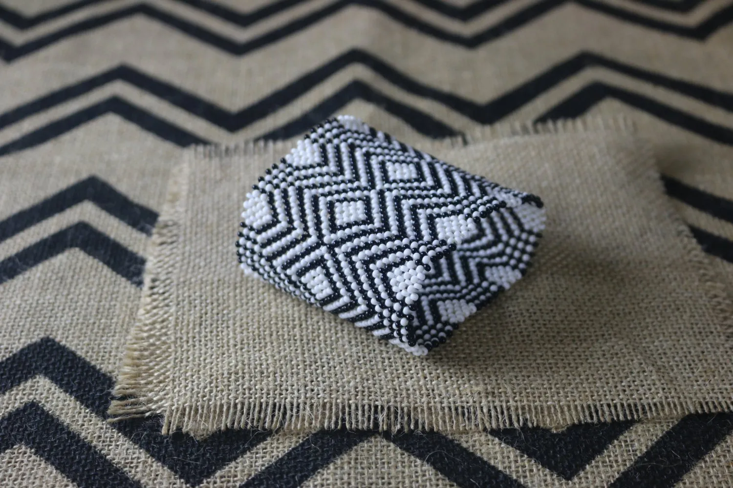 Art# K27  3.5  inch Original Kayapo Traditional Peyote stitch Beaded Bracelet from Brazil.