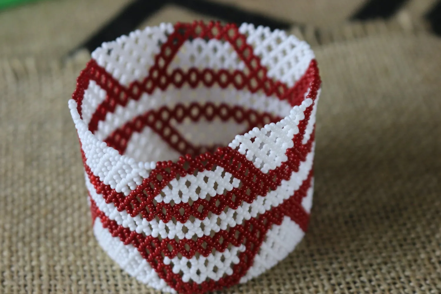 Art# K275  3  inch. Original Kayapo Traditional Peyote stitch Beaded Bracelet from Brazil.