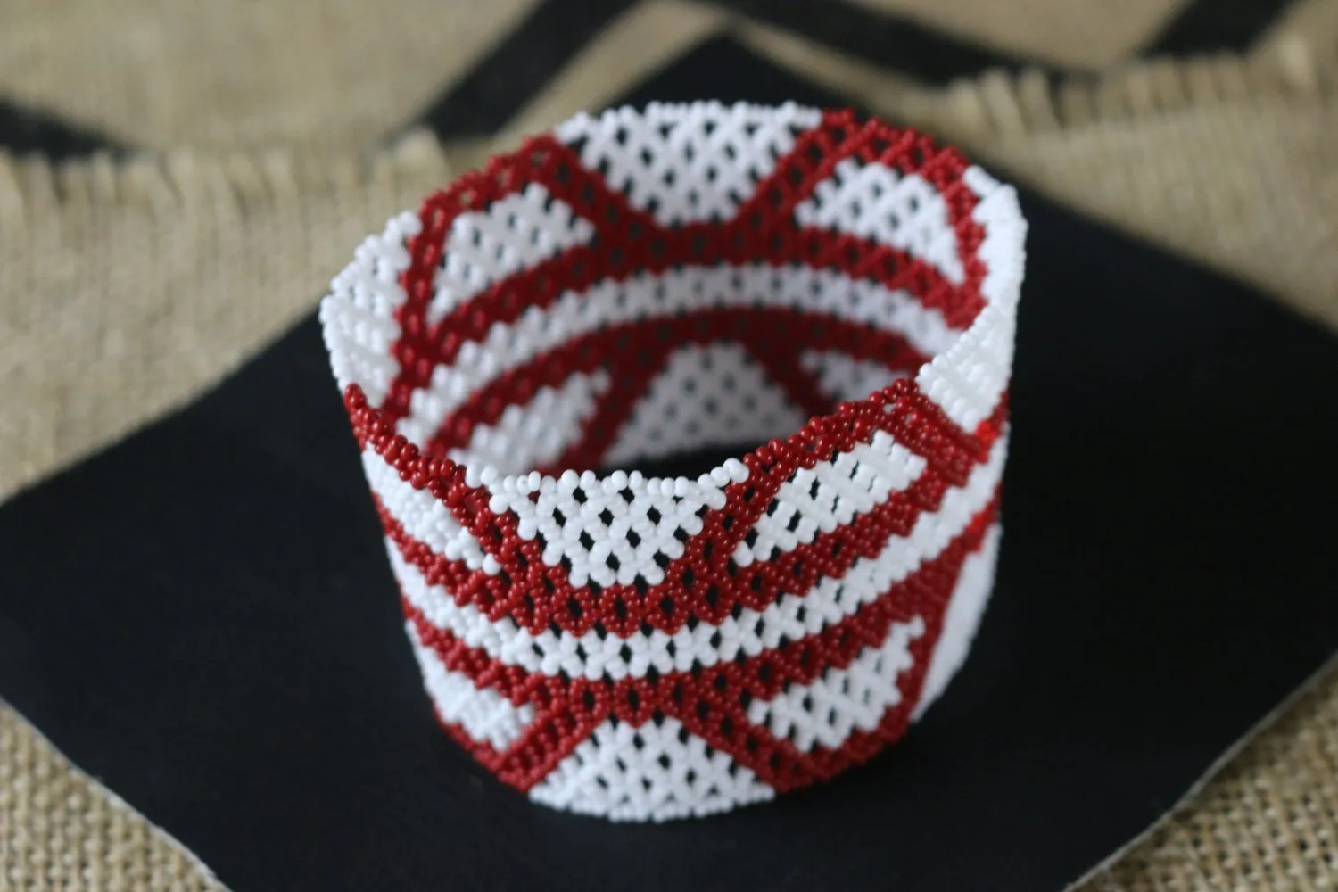 Art# K275  3  inch. Original Kayapo Traditional Peyote stitch Beaded Bracelet from Brazil.