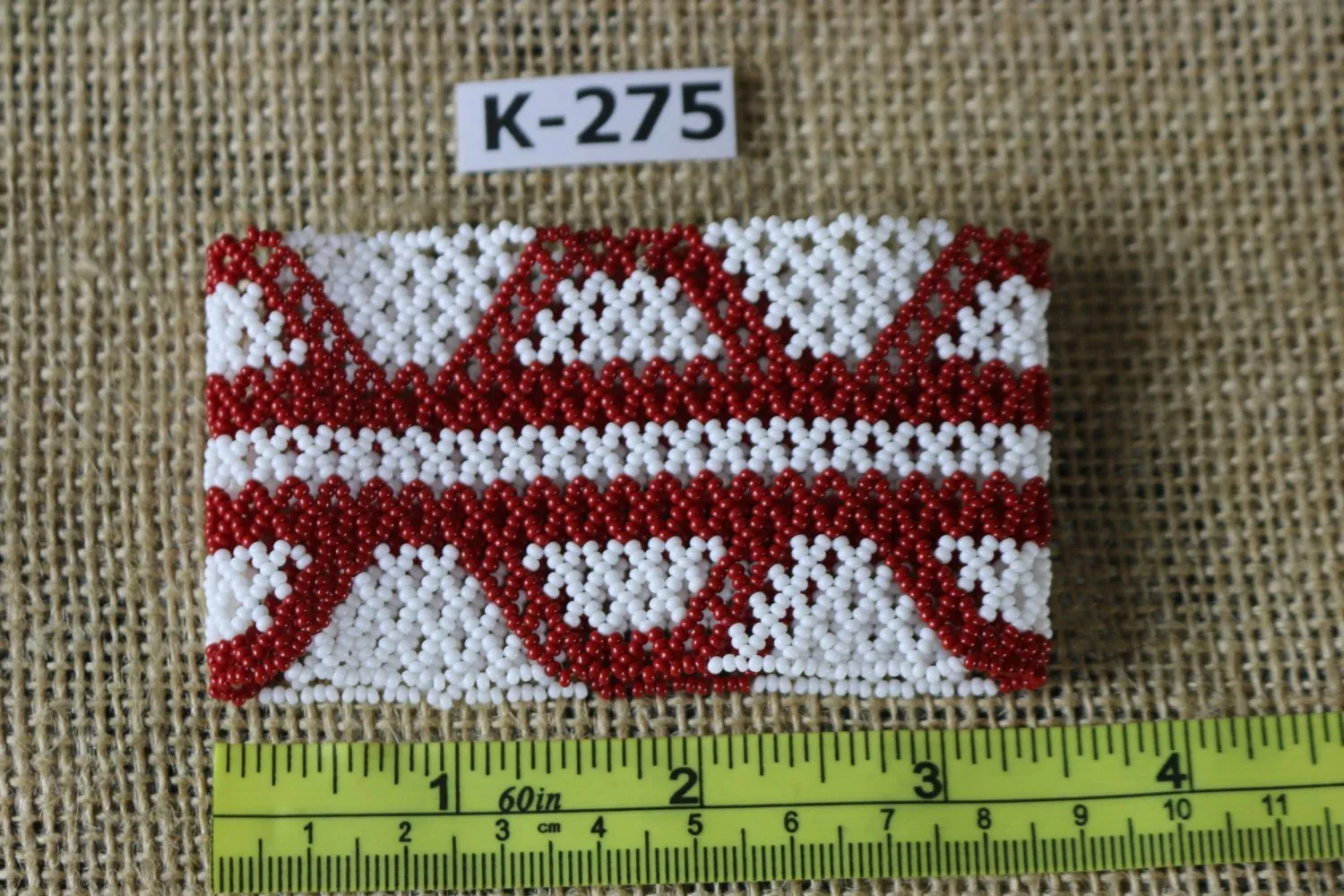 Art# K275  3  inch. Original Kayapo Traditional Peyote stitch Beaded Bracelet from Brazil.