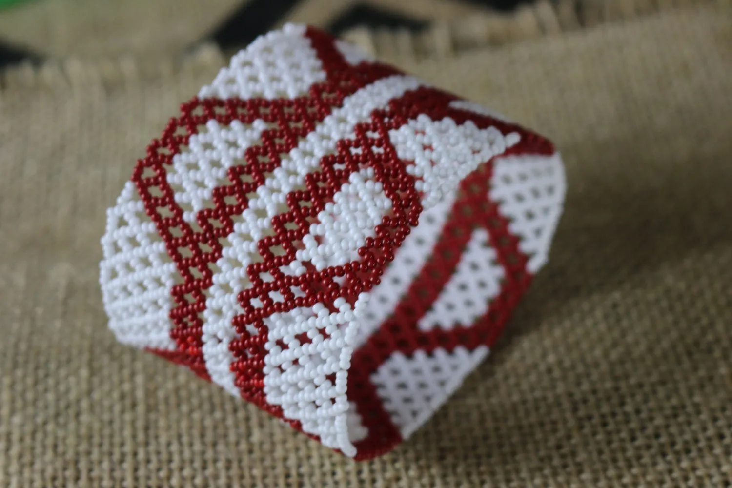 Art# K275  3  inch. Original Kayapo Traditional Peyote stitch Beaded Bracelet from Brazil.