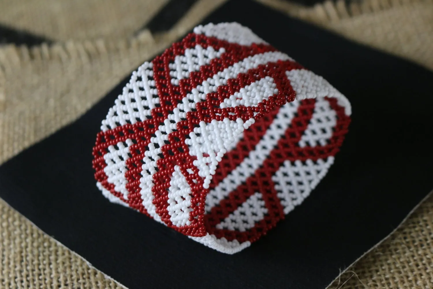 Art# K275  3  inch. Original Kayapo Traditional Peyote stitch Beaded Bracelet from Brazil.