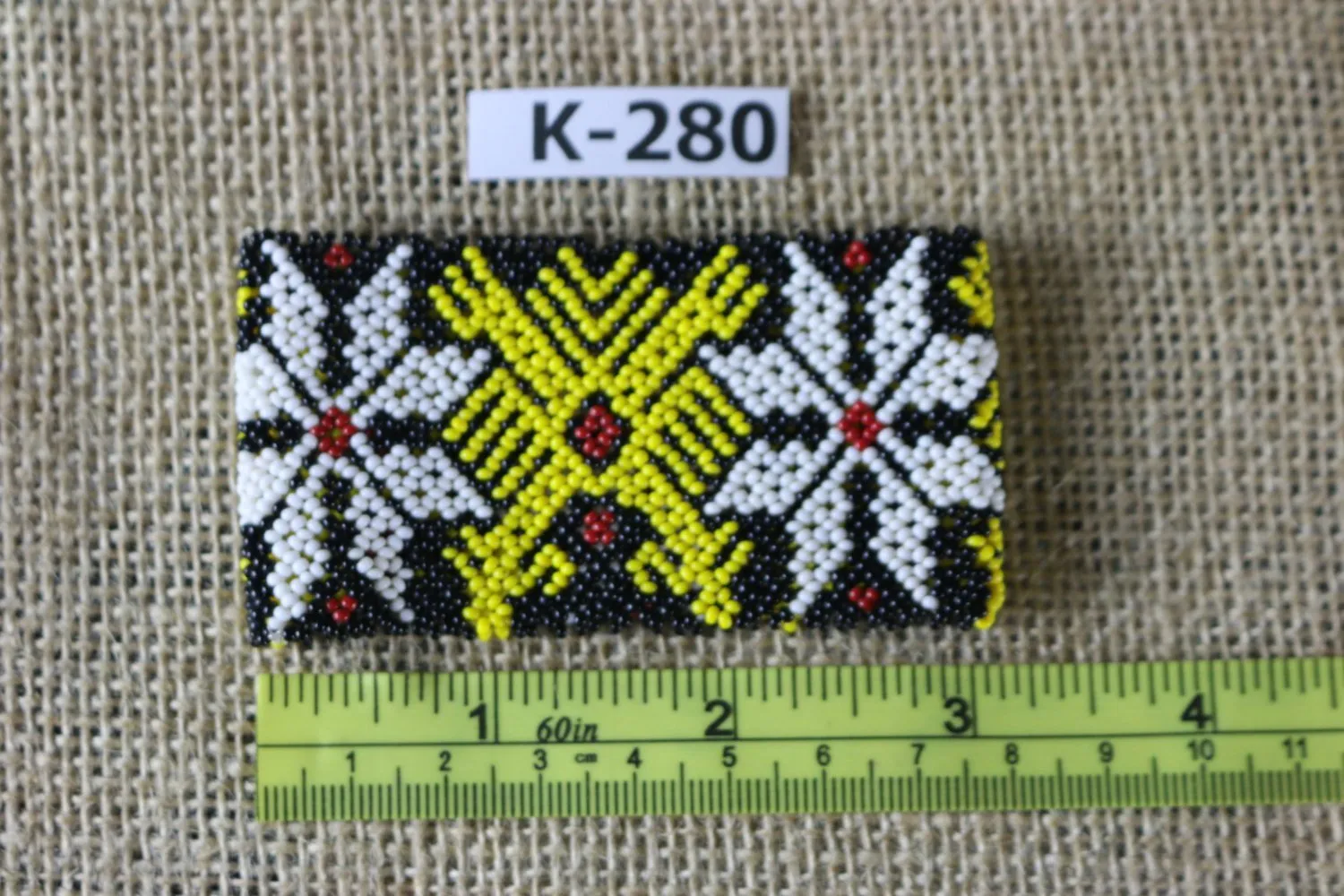 Art# K280  3  inch. Original Kayapo Traditional Peyote stitch Beaded Bracelet from Brazil.