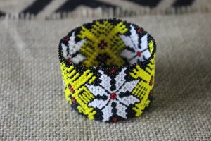 Art# K280  3  inch. Original Kayapo Traditional Peyote stitch Beaded Bracelet from Brazil.