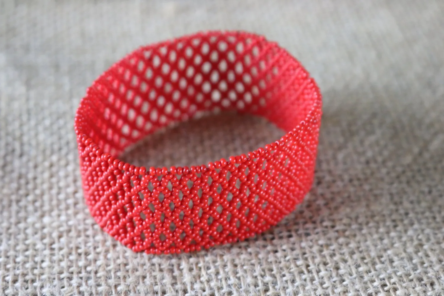 Art# K287  3  inch. Original Kayapo Traditional Peyote stitch Beaded Bracelet from Brazil.