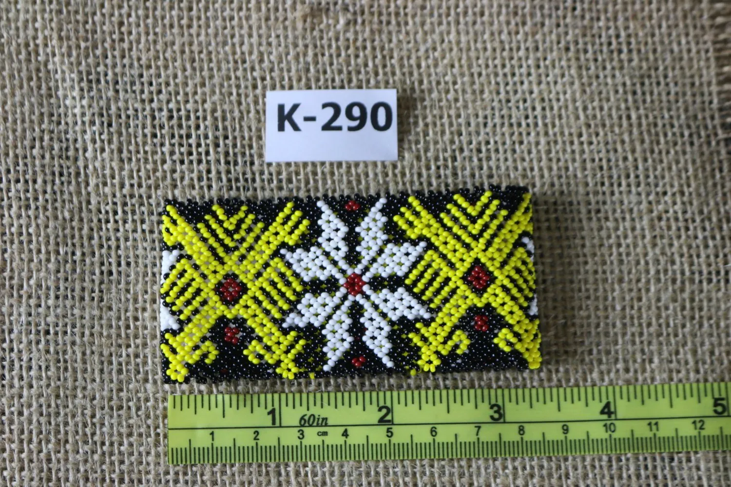 Art# K290  3  inch. Original Kayapo Traditional Peyote stitch Beaded Bracelet from Brazil.