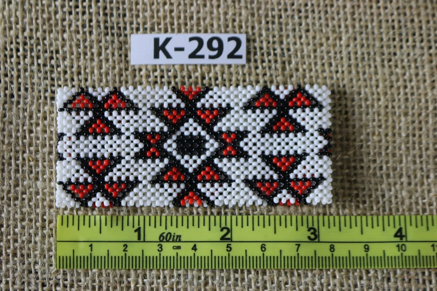 Art# K292  3  inch. Original Kayapo Traditional Peyote stitch Beaded Bracelet from Brazil.