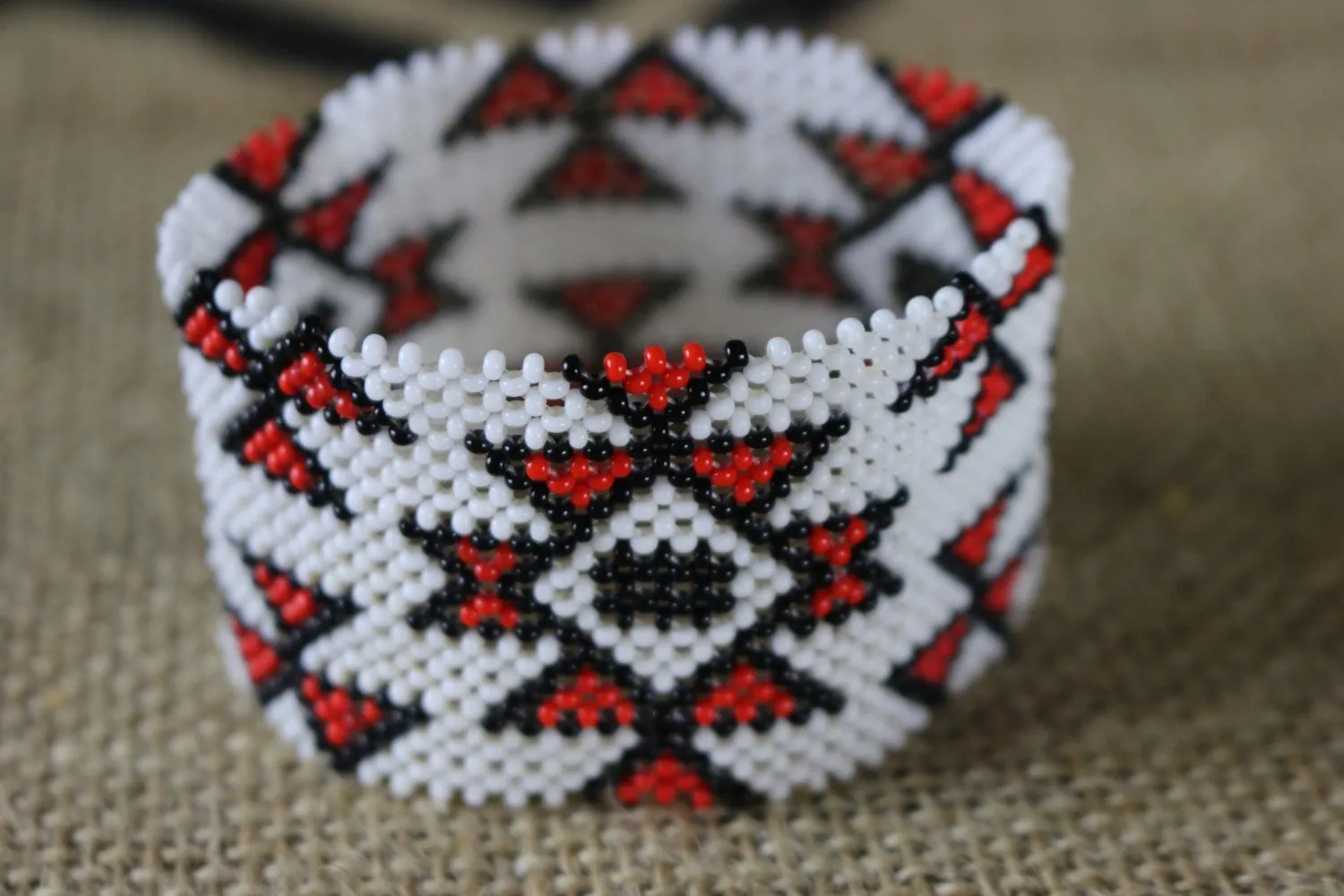Art# K292  3  inch. Original Kayapo Traditional Peyote stitch Beaded Bracelet from Brazil.