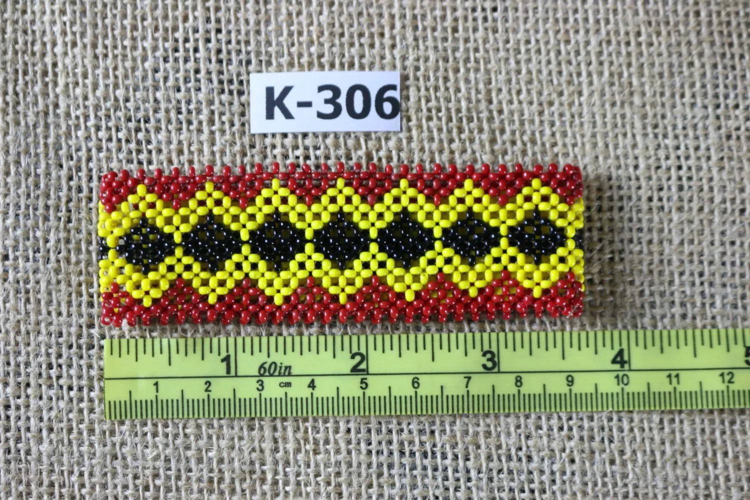 Art# K306  3.5   inch. Original Kayapo Traditional Peyote stitch Beaded Bracelet from Brazil.