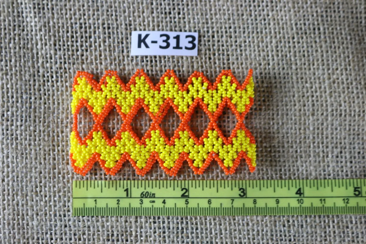 Art# K313  3  inch. Original Kayapo Traditional Peyote stitch Beaded Bracelet from Brazil.