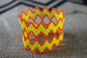 Art# K313  3  inch. Original Kayapo Traditional Peyote stitch Beaded Bracelet from Brazil.