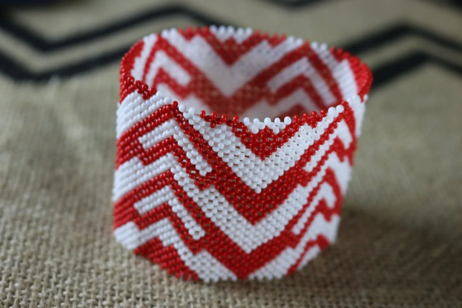 Art# K316  3  inch. Original Kayapo Traditional Peyote stitch Beaded Bracelet from Brazil.