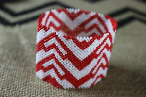 Art# K316  3  inch. Original Kayapo Traditional Peyote stitch Beaded Bracelet from Brazil.