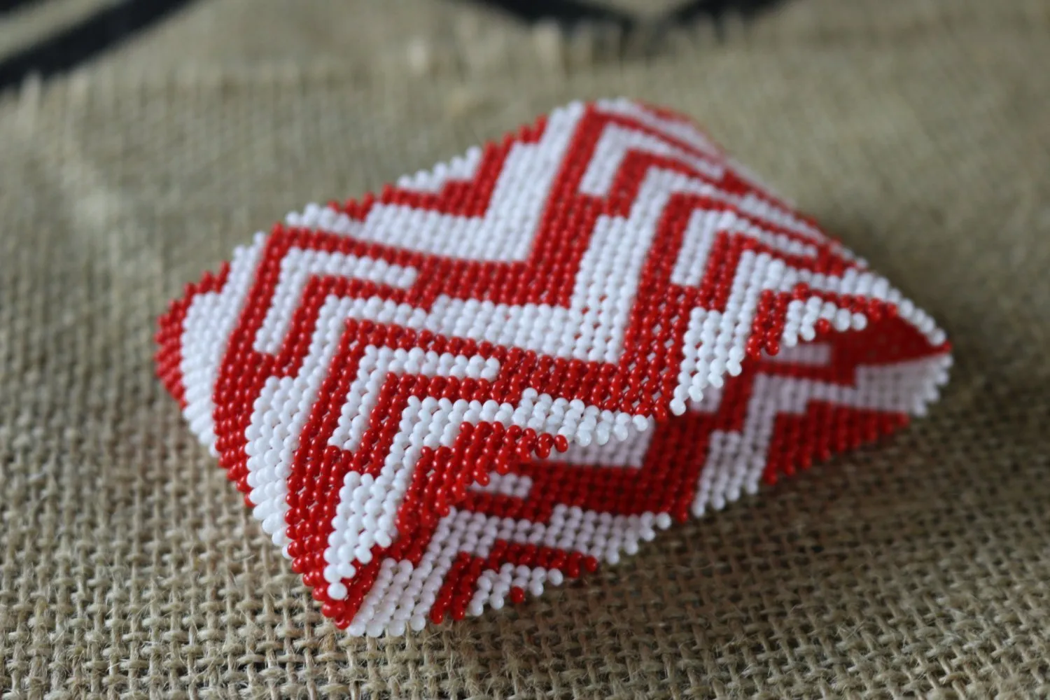 Art# K316  3  inch. Original Kayapo Traditional Peyote stitch Beaded Bracelet from Brazil.