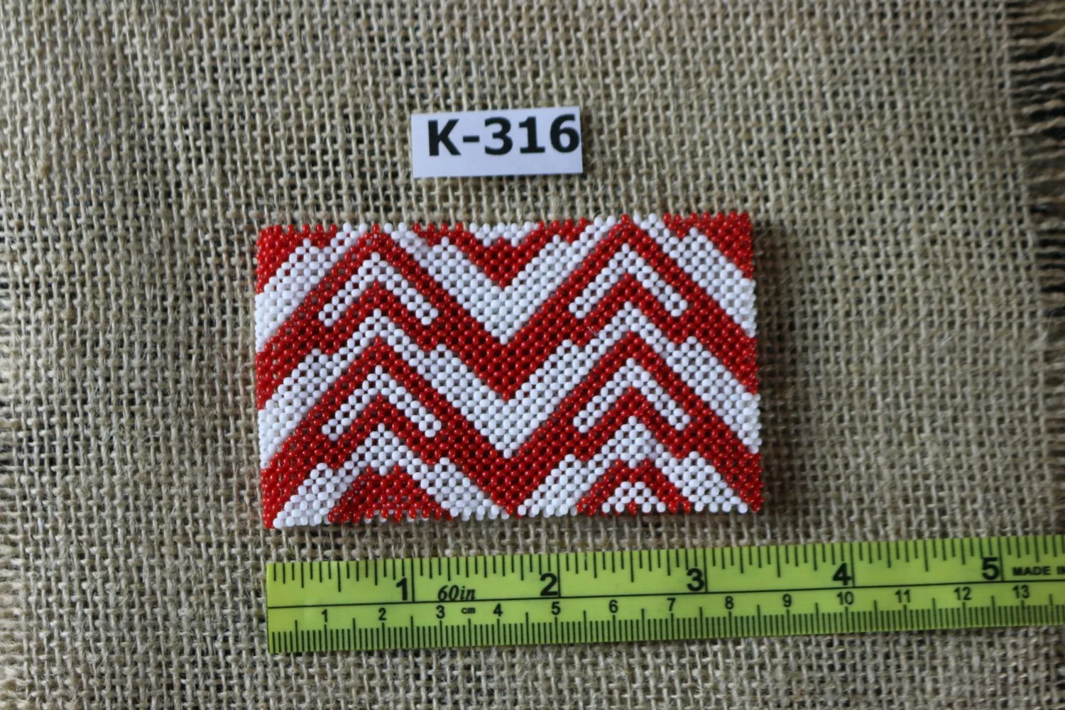 Art# K316  3  inch. Original Kayapo Traditional Peyote stitch Beaded Bracelet from Brazil.
