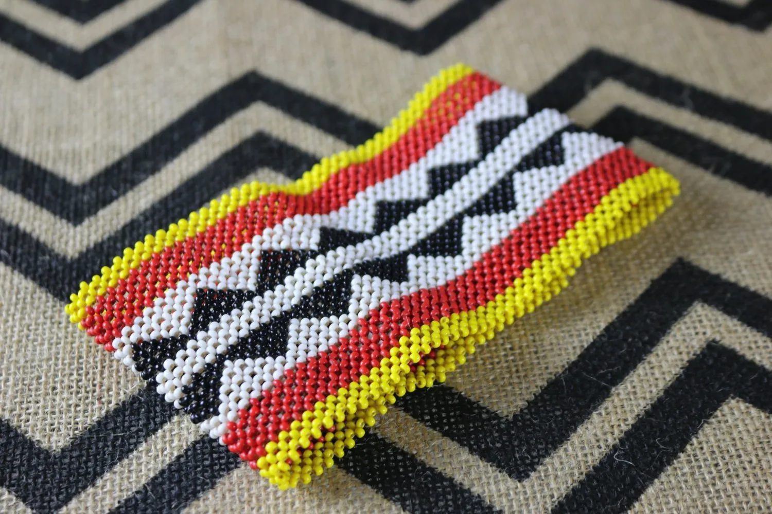 Art# K333  6 inch. Original Kayapo Traditional Peyote stitch Beaded Bracelet from Brazil