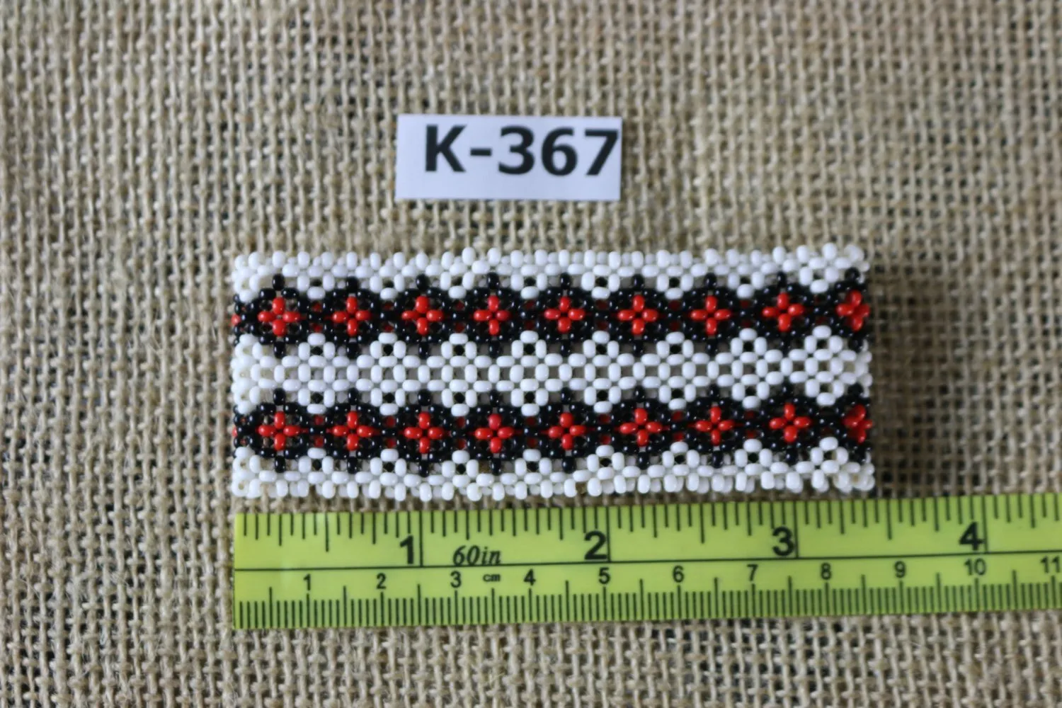 Art# K367  3   inch. Original Kayapo Traditional Peyote stitch Beaded Bracelet from Brazil