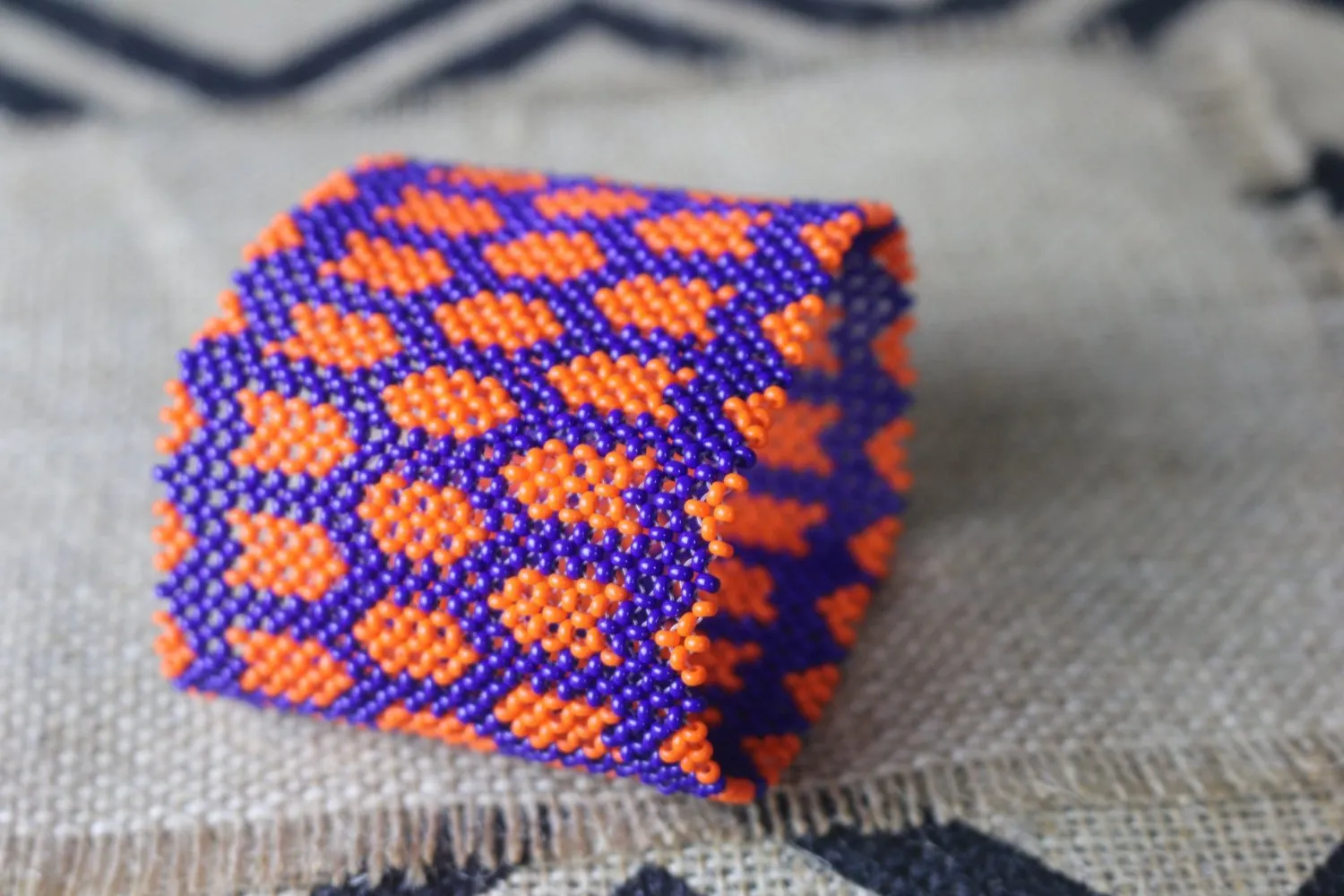 Art# K37  3.5  inch Original Kayapo Traditional Peyote stitch Beaded Bracelet from Brazil.