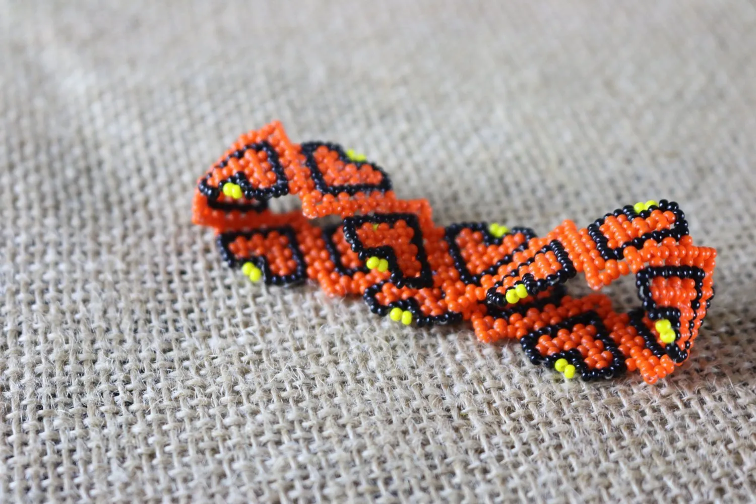 Art# K374  3   inch. Original Kayapo Traditional Peyote stitch Beaded Bracelet from Brazil