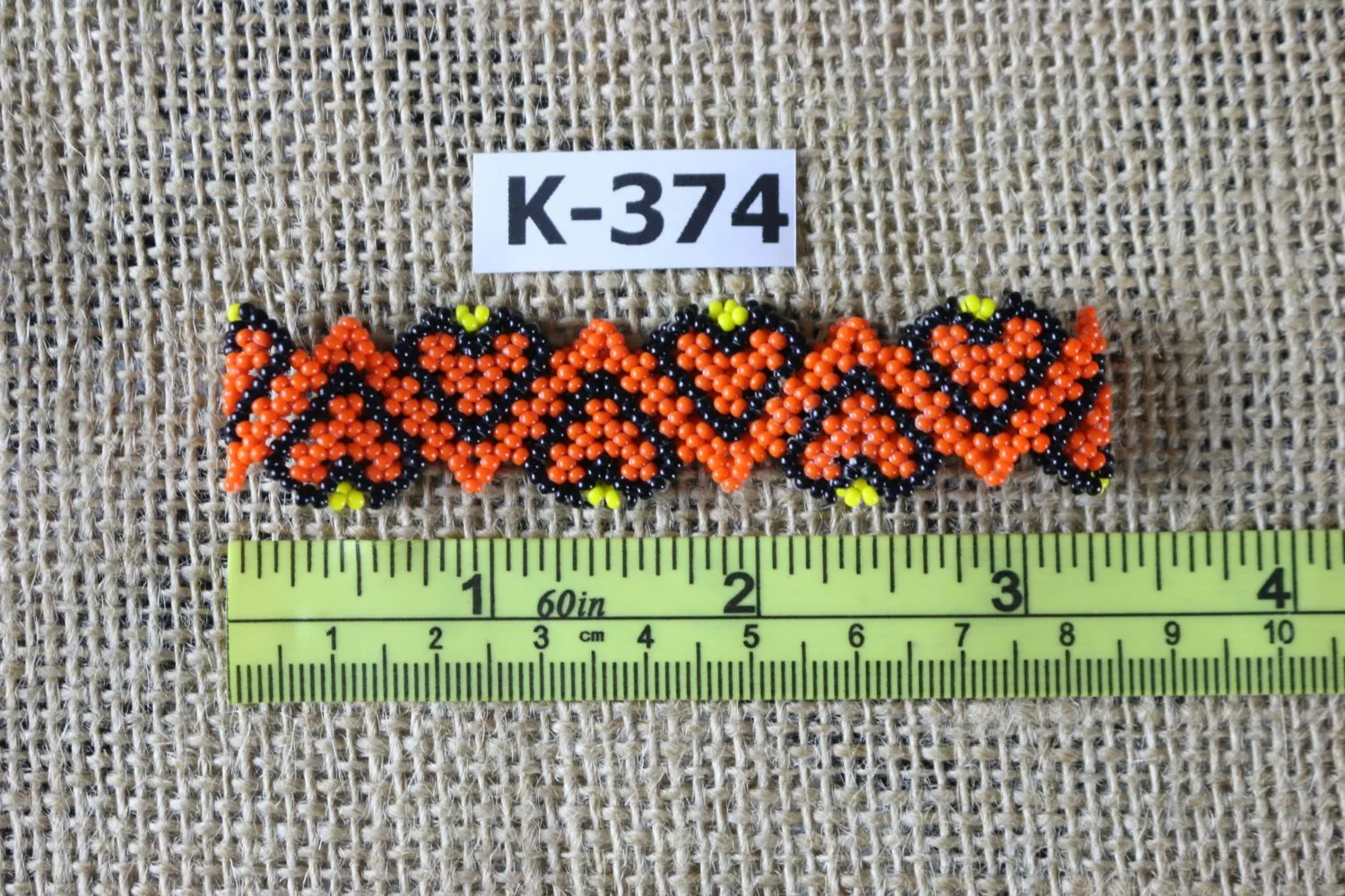 Art# K374  3   inch. Original Kayapo Traditional Peyote stitch Beaded Bracelet from Brazil