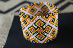 Art# K379  3  inch. Original Kayapo Traditional Peyote stitch Beaded Bracelet from Brazil