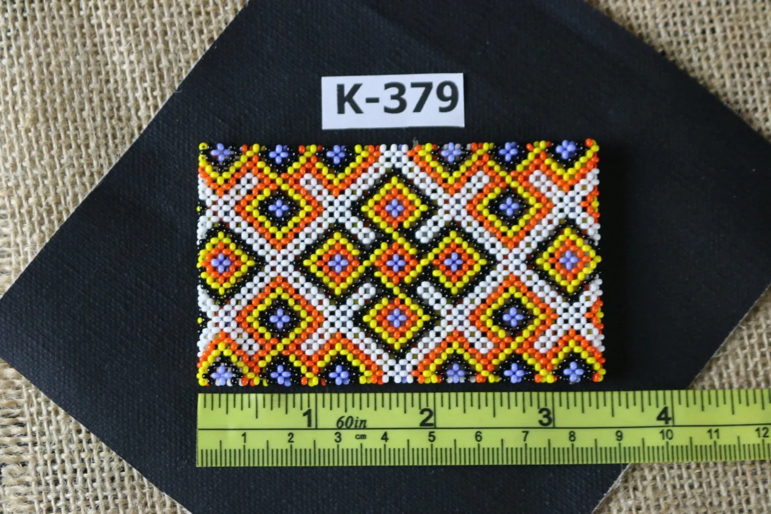 Art# K379  3  inch. Original Kayapo Traditional Peyote stitch Beaded Bracelet from Brazil